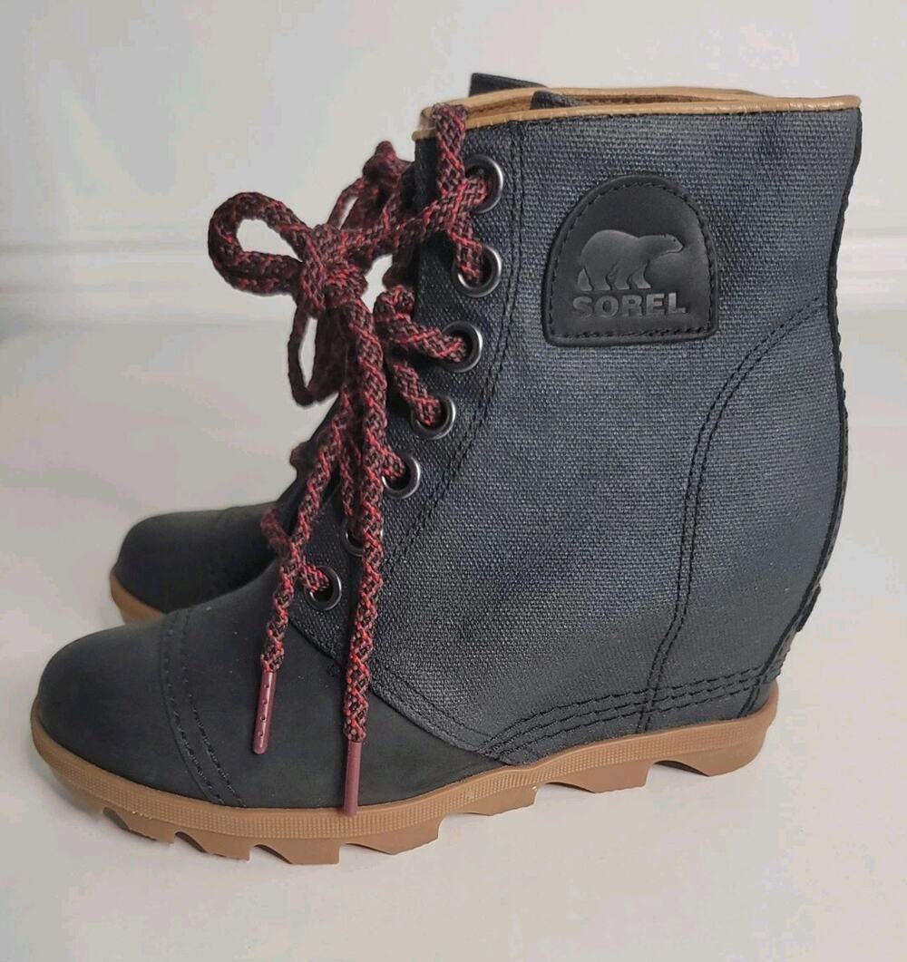 SOREL Womens joan of arctic ll Black Ankle Boots Black 7.5 Wedge Li Pdx LL4931